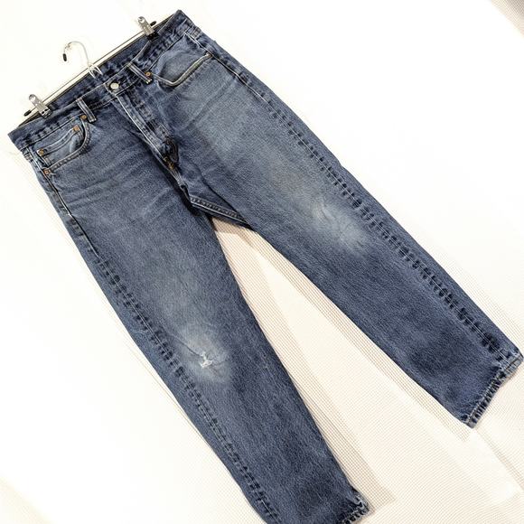LEVI'S! "DISTRESSED" RELAXED FIT 505 PERFECT FADE STRAIGHT LEG JEANS! SZ 36X32 - Picture 1 of 10